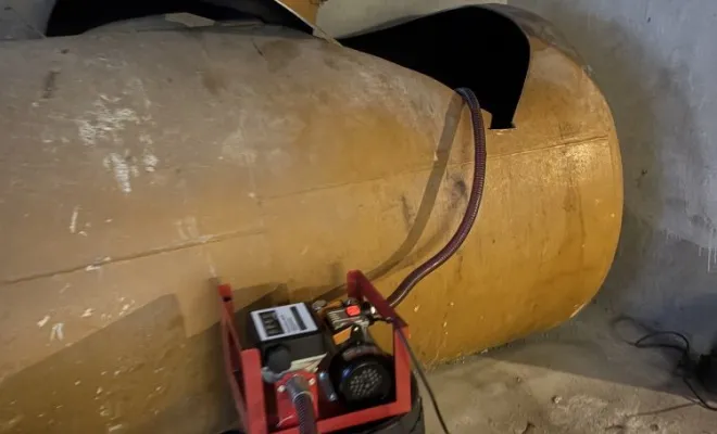 Dégazage d une cuve a fuel et découpe avec évacuation à Saint Savin, Vaulx-Milieu, JP ASSAINISSEMENT