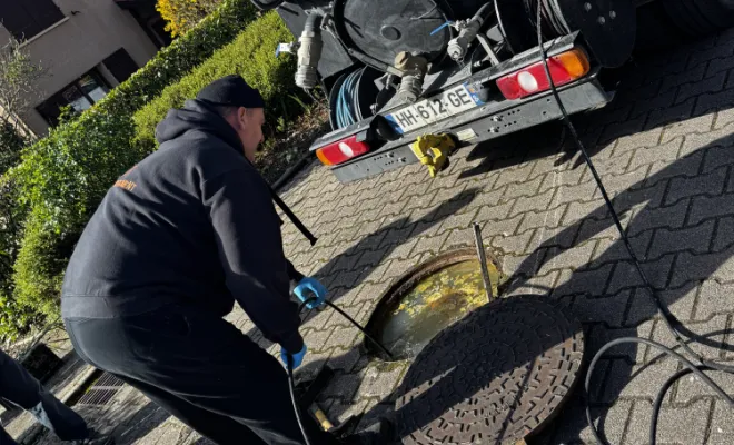 débouchage d un réseau eu dans un lotissement à Saint Jean de Bournay