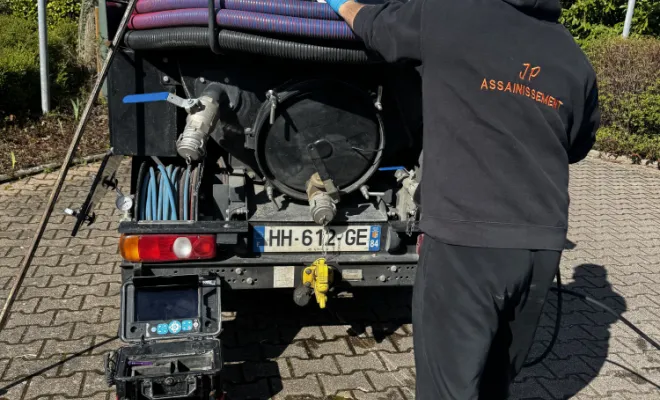 débouchage d un réseau eu dans un lotissement à Saint Jean de Bournay