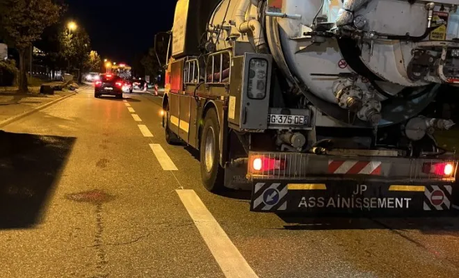 Curage réseau de nuit à Genas, Vaulx-Milieu, JP ASSAINISSEMENT