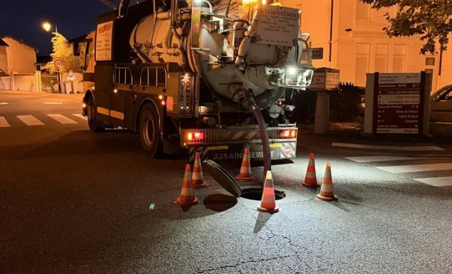 Curage réseaux unitaire et inspection video à Saint Lupicin, Vaulx-Milieu, JP ASSAINISSEMENT