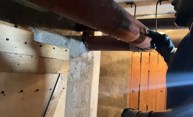 Débouchage d'une colonne eaux pluviales dans un bâtiment à Bourgoin Jallieu, Vaulx-Milieu, JP ASSAINISSEMENT