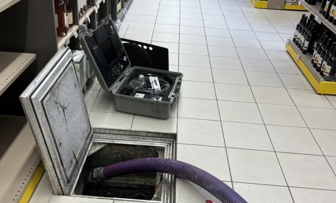 Débouchage et inspection video dans un magasin suite a des travaux à meyzieu, Vaulx-Milieu, JP ASSAINISSEMENT