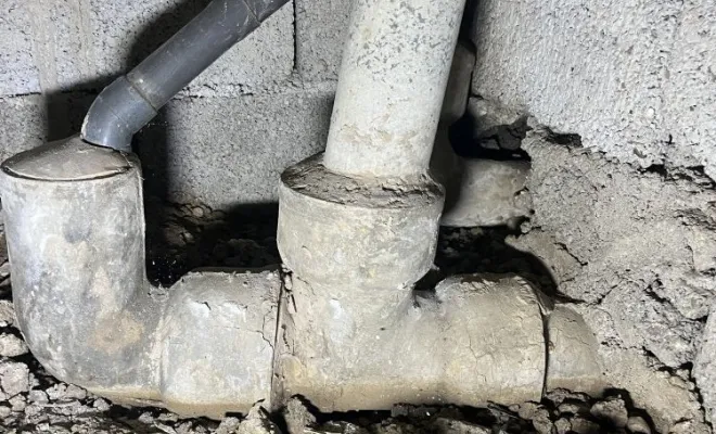 Détartrage avec robot de fraisage d'une canalisation wc accès par le vide sanitaire à Beauvoir de Marc, Vaulx-Milieu, JP ASSAINISSEMENT