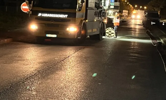 Curage réseau de nuit à Genas, Vaulx-Milieu, JP ASSAINISSEMENT