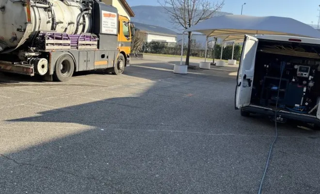 Inspection video et contrôle des réseaux dans un college à Montalieu, Vaulx-Milieu, JP ASSAINISSEMENT